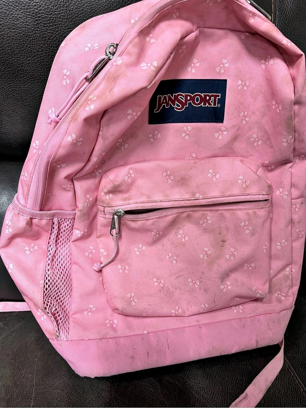 JanSport Embroidered Bows Backpack Pink Floral Backpack